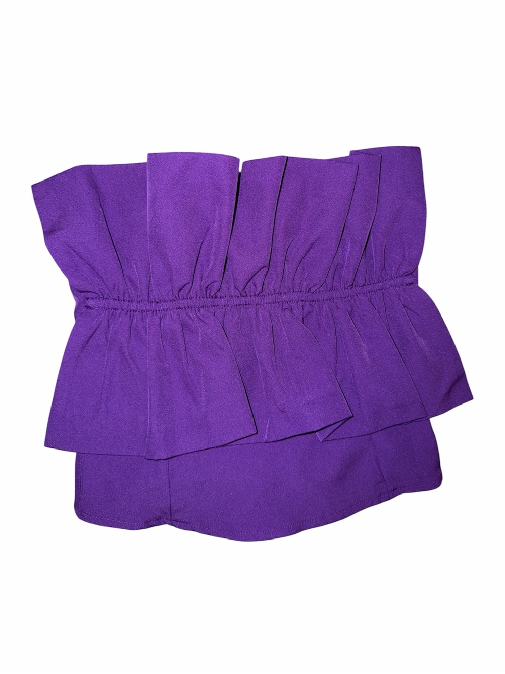 glam Purple Strapless Ruffled Peplum Top